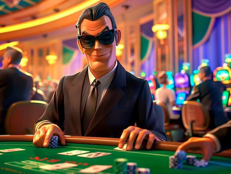 Dealer live casino profesional sedang menjalankan permainan dengan fasilitas studio modern